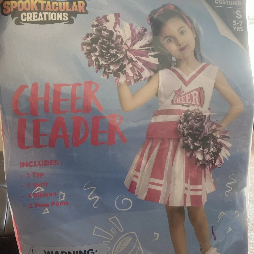 Halloween Dress up Cheerleader‎ Costume for Girls, Pink NWT Size Small 5-7 Years